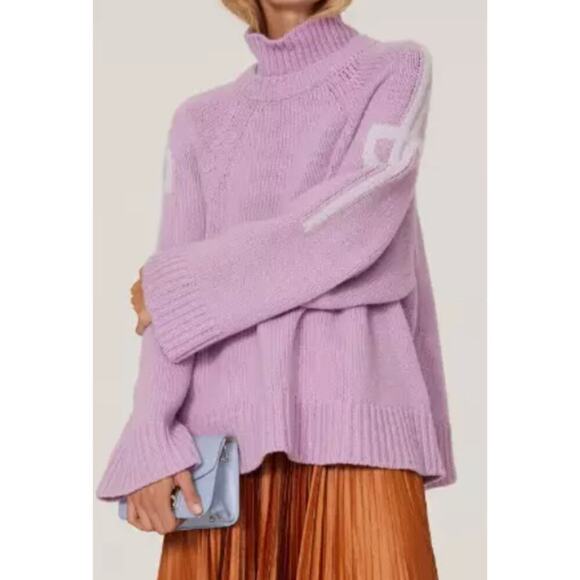 Patou Sweaters - Patou Oversized double collar jumper Lilac Wool And Cashmere Sweater